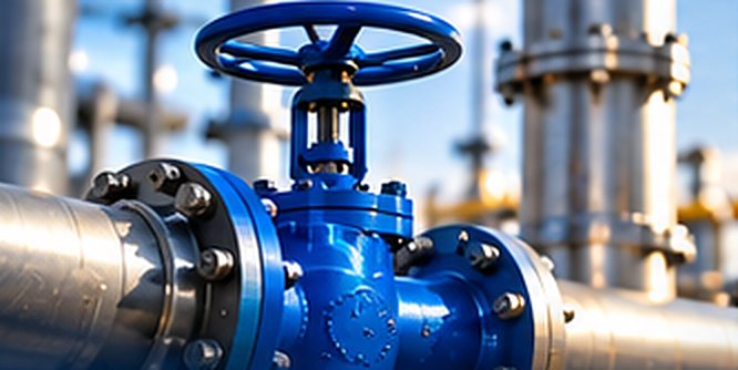 Industrial gate valve on a process pipeline